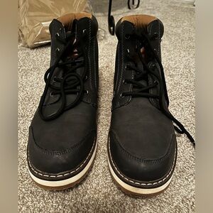 Target Black and Cream Ankle Boots with Lace-Up Design